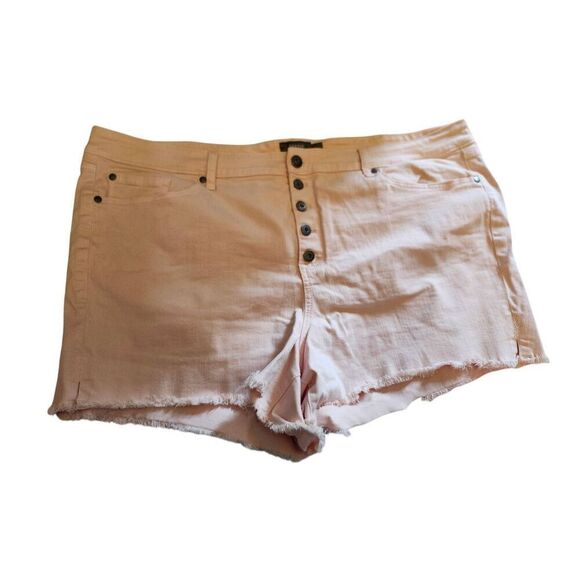 Torrid Pink Button Fly High Rise Cutoff Raw Hem Denim Shorts plus Size 24 - Picture 1 of 3